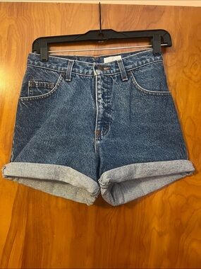 Vintage 1990’s Moda International Dark Wash Rolled Hem Jean Shorts